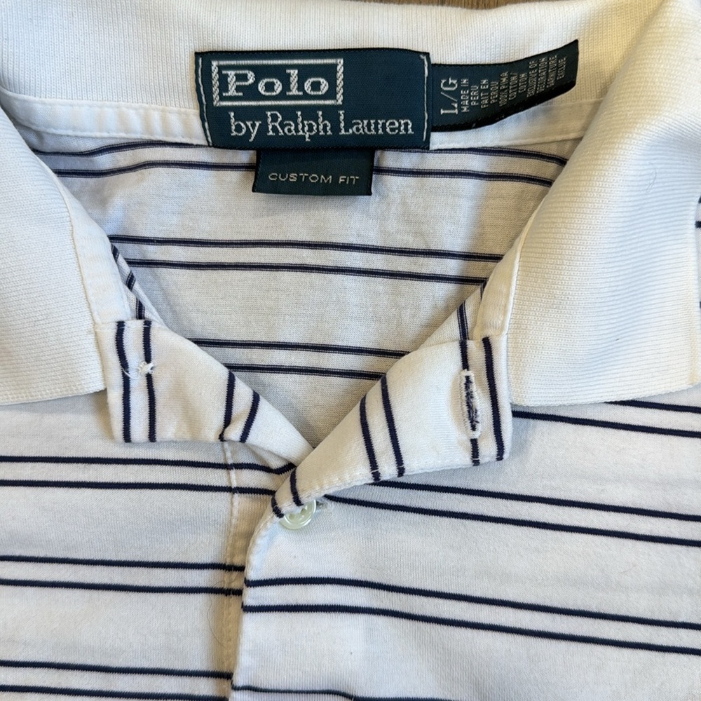 EUC Ralph Lauren Polo Shirt Large White Green Big Pony Outdoors 3 RLPC Rugby - Picture 3 of 9